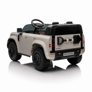 Licencirani Land Rover Defender OCTA Dvosed – Sivi Zadnja leva strana sivog Land Rover Defender OCTA auta na akumulator