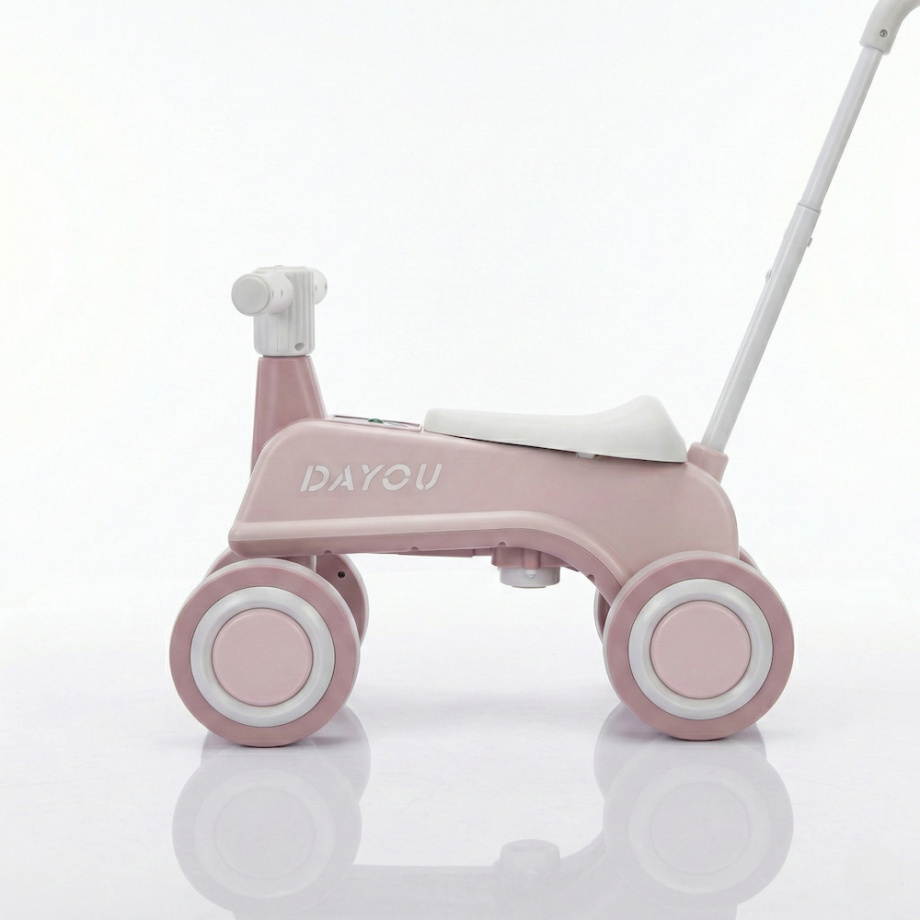 Dečija guralica "Dayou" sa metalnom ručkom i muzikom – Roze SM 26002R side handle
