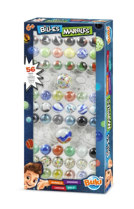 buki-kutija-klikera-102694~ Buki kutija klikera 102694 sa 56 staklenih klikera