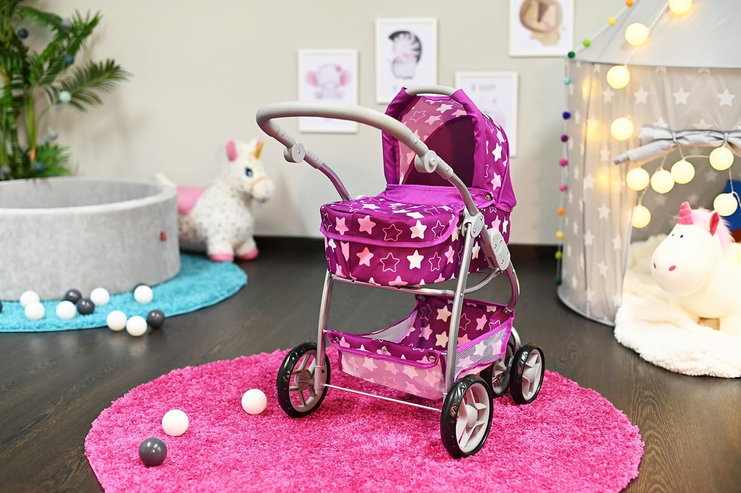 Kolica Coco – Star dark pink 4