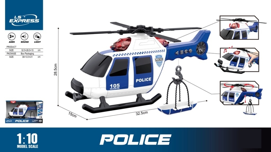 Policijski helikopter sa svetlosnim i zvučnim efektima