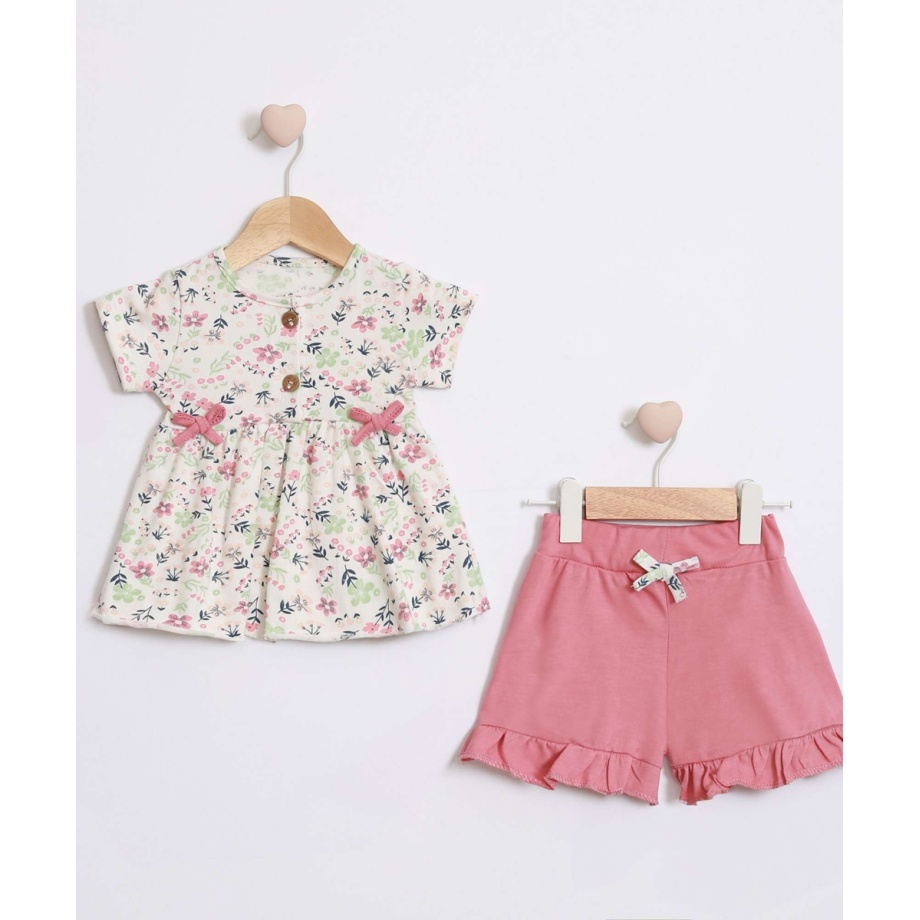 Komplet roze cvetici 06-09-12-18 meseci