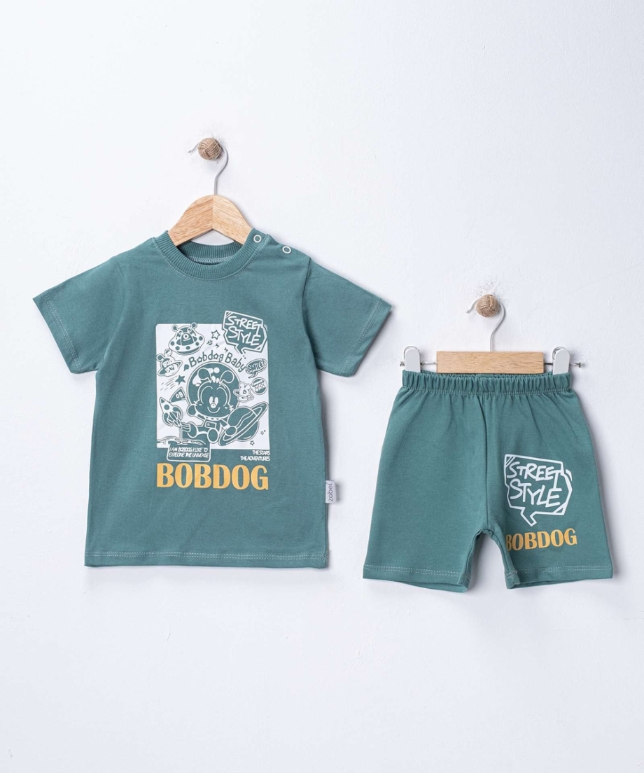 komplet za decake majica i šorc zeleni sa street style printom za bebe