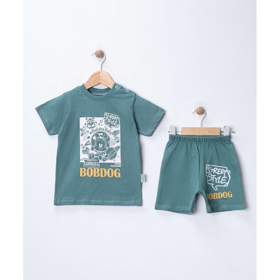 komplet za decake majica i šorc zeleni sa street style printom za bebe