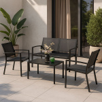 Baštenska garnitura set dvosed+stolice+sto crna Milano 24-SA01901