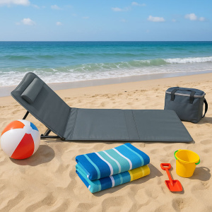Ležaljka sklopiva za plažu 140x39cm siva LP-722000S