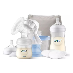 AVENT MANUELNA PUMPICA, SET ZA IZMAZANJE NATURAL (flasice, tufer, via solja sa adapterom)