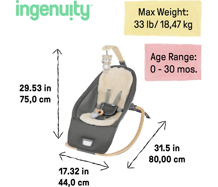 KIDS II INGENUITY LEZALJKA EVERY SEASON™ - WESLEY 16855 0-30m (MAX 18kg) KIDS II INGENUITY LEZALJKA EVERY SEASON™ - WESLEY 16855 0-30m (MAX 18kg)