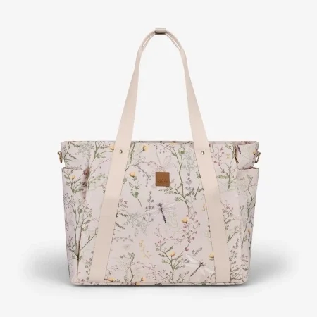 Torba za mame FLORENCE Secret Garden Beige pruža organizovan prostor za sve bebine potrepštine tokom šetnji i putovanja