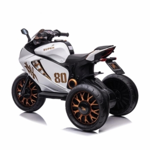 Veliki dečiji motor na akumulator NINJA Beli(12V) NINJA beli motor na akumulator sa multimedijalnim panelom, bočni izgled