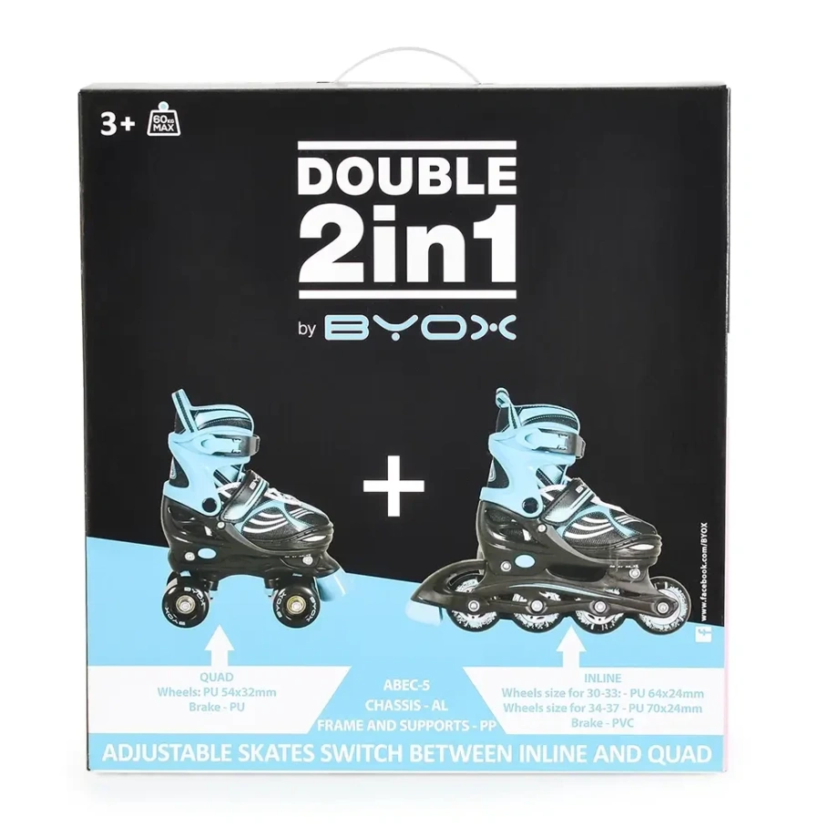 BYOX Roleri Double 2in1 30-33 - Turquoise BYOX Roleri Double 2in1 30-33 - Turquoise