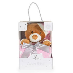 Cangaroo ćebe za bebe s igračkom Addie Bear - roze