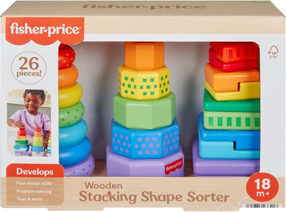 Fisher Price Drvena igračka za slaganje i sortiranje oblika Fisher Price Drvena igračka za slaganje i sortiranje oblika