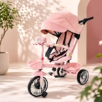 Tricikl 799947 roze sa rotirajućim sedištem i ležećim naslonom