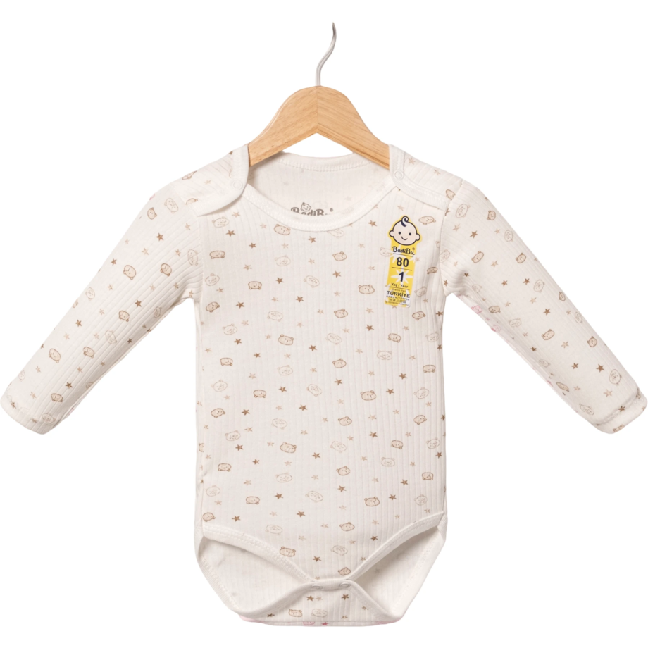 Bež bodi sa motivom mede za bebe, veličine 0 do 9 meseci
