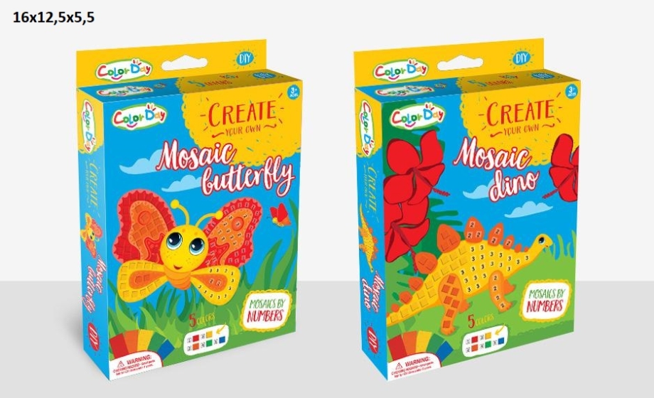 Mozaik kreativni set Mozaik kreativni set po brojevima, leptir i dinosaurus