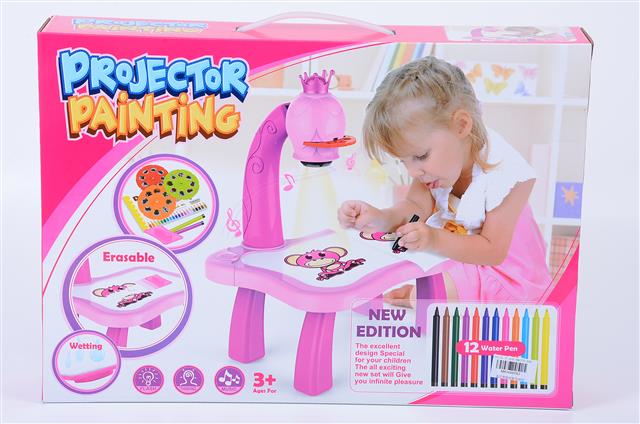 Projektor sto za crtanje za decu, roze