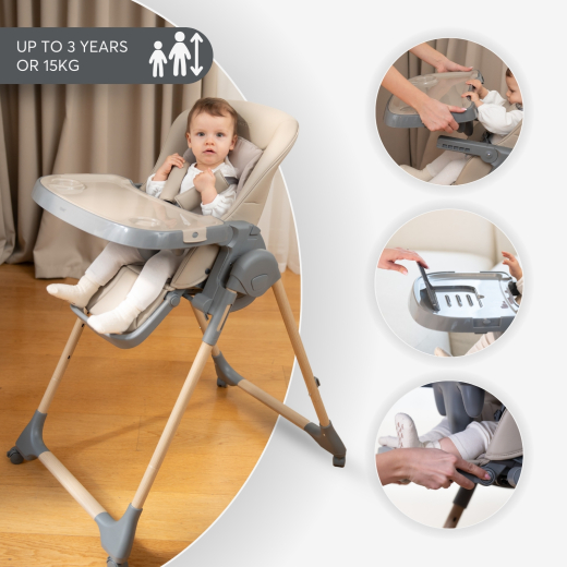 KIKKA BOO Hranilica OLIVE 2 premium wood dekor grey hranilica olive 2 — oslonac za noge i točkići sa kočnicama