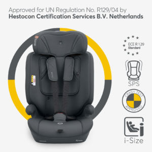 Autosedište I-Flow grey – vezuje se sigurnosnim pojasem automobila, bez ISOFIX-a