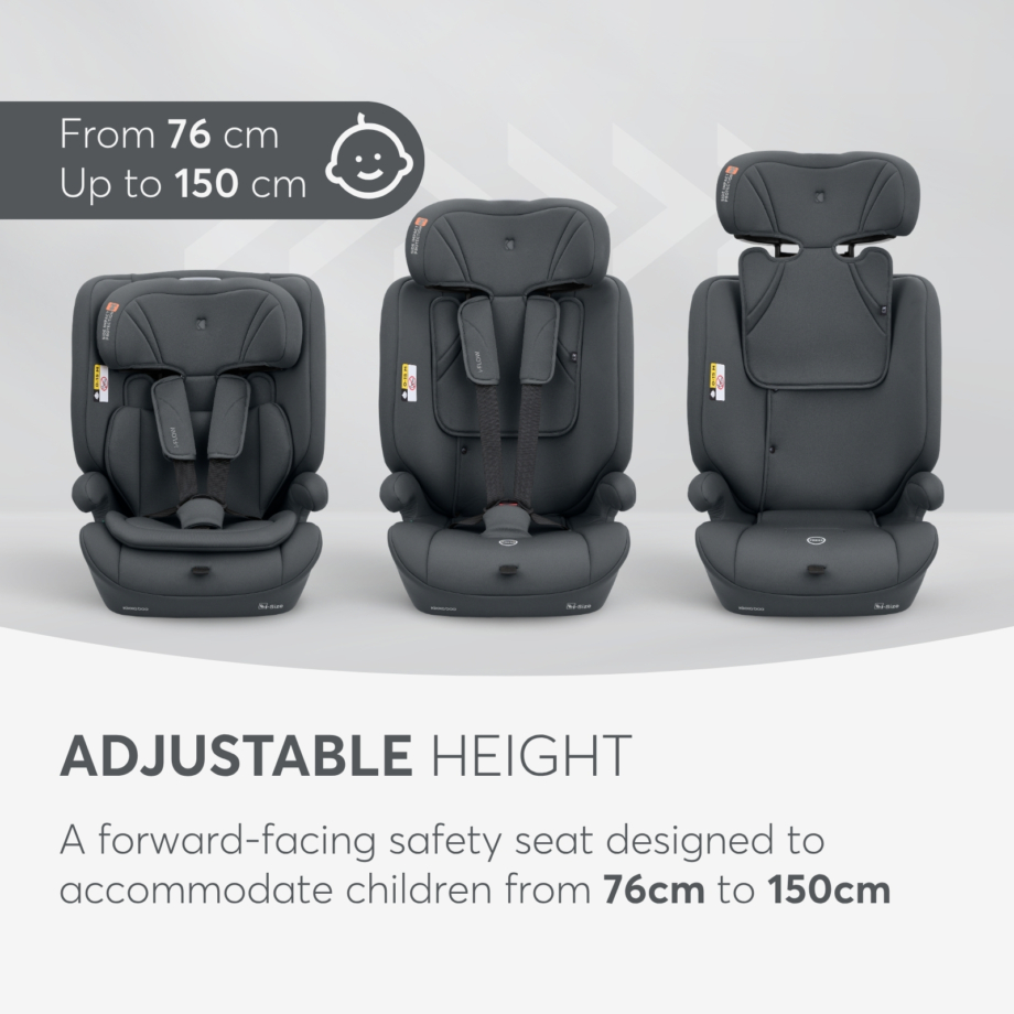 KIKKA BOO Autosedište I-FLOW i-Size 76-150 cm grey Autosedište I-Flow grey – pojas u 5 tačaka i dva položaja nagiba