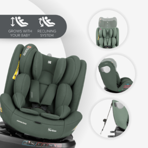 KIKKA BOO Autosedište I-MOOVE 2 i-Size 40-150 cm ISOFIX army green Autosedište I-Moove 2 army green – navlaka koja se skida i pere u mašini