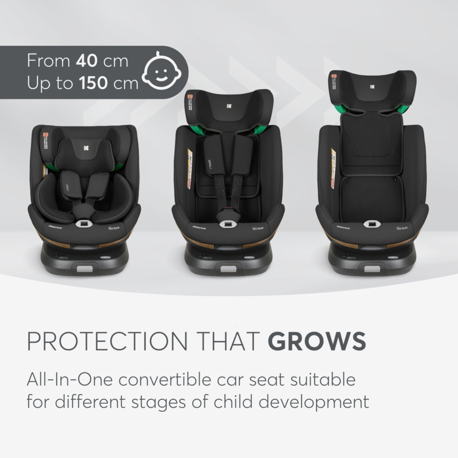 KIKKA BOO Autosedište I-TWIST premium i-Size 40-150 cm ISOFIX sa potpornom nogom black Autosedište I-Twist premium black – pet položaja nagiba i bočna zaštita