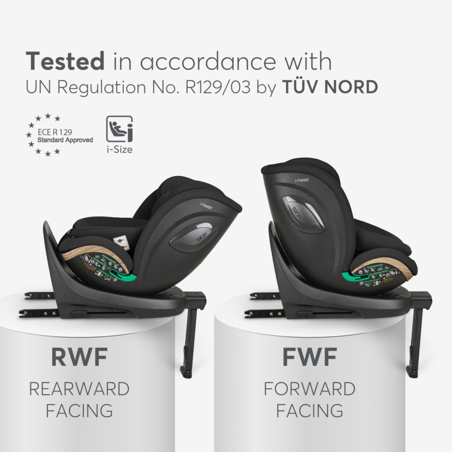 KIKKA BOO Autosedište I-TWIST premium i-Size 40-150 cm ISOFIX sa potpornom nogom black Autosedište I-Twist premium black – rotacija 360 stepeni za lakše stavljanje deteta