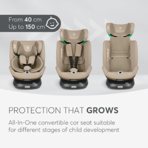 KIKKA BOO Autosedište I-TWIST premium i-Size 40-150 cm ISOFIX sa potpornom nogom sand Autosedište I-Twist premium sand – pet položaja nagiba i bočna zaštita