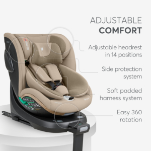 KIKKA BOO Autosedište I-TWIST premium i-Size 40-150 cm ISOFIX sa potpornom nogom sand Autosedište I-Twist premium sand – naslon za glavu u 14 pozicija i pojas u 5 tačaka