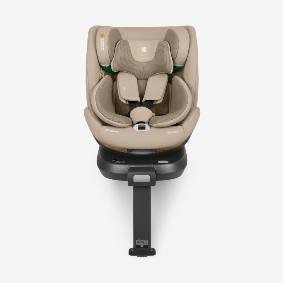 KIKKA BOO Autosedište I-TWIST premium i-Size 40-150 cm ISOFIX sa potpornom nogom sand Autosedište I-Twist premium sand iz drugog ugla, sa potpornom nogom