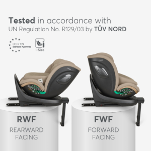 KIKKA BOO Autosedište I-TWIST premium i-Size 40-150 cm ISOFIX sa potpornom nogom sand Autosedište I-Twist premium sand – rotacija 360 stepeni za lakše stavljanje deteta