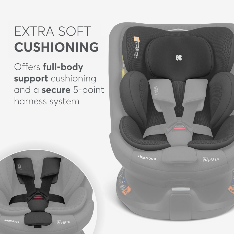 KIKKA BOO Autosedište I-VAN i-Size 40-150 cm ISOFIX black Autosedište I-Van black – rebound šipka i SPS bočna zaštita