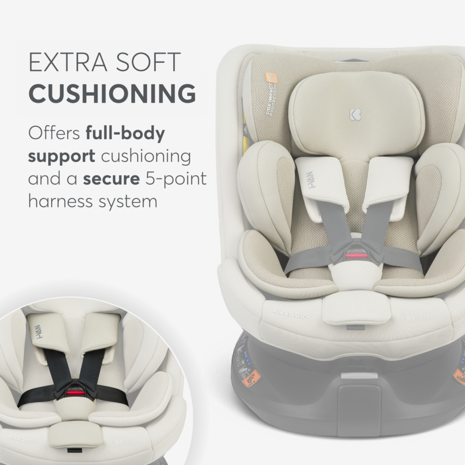 KIKKA BOO Autosedište I-VAN i-Size 40-150 cm ISOFIX light beige Autosedište I-Van light beige – rebound šipka i SPS bočna zaštita