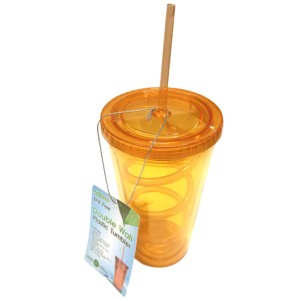 Čaša za vodu sa slamkom i poklopcem 500 ml narandžasta - Slika 1