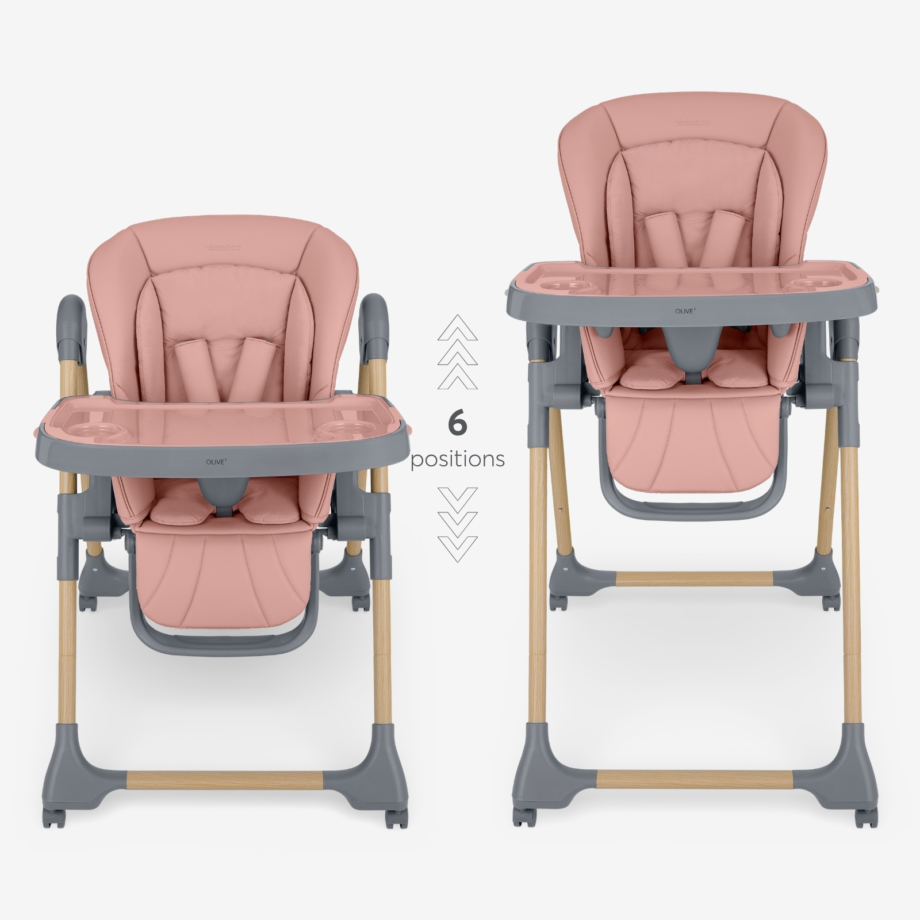 KIKKA BOO Hranilica OLIVE 2 premium wood dekor pink Hranilica Olive 2 premium wood dekor pink – visina podesiva u šest nivoa