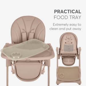 KIKKA BOO Hranilica PASTELLO 3 premium beige Hranilica Pastello 3 premium beige – dupla tacna sa udubljenjem za čašu i odlaganje na zadnjoj strani