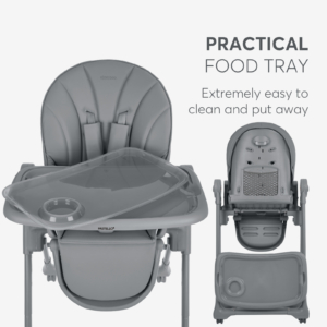 KIKKA BOO Hranilica PASTELLO 3 premium grey Hranilica Pastello 3 premium grey – dupla tacna sa udubljenjem za čašu i odlaganje na zadnjoj strani