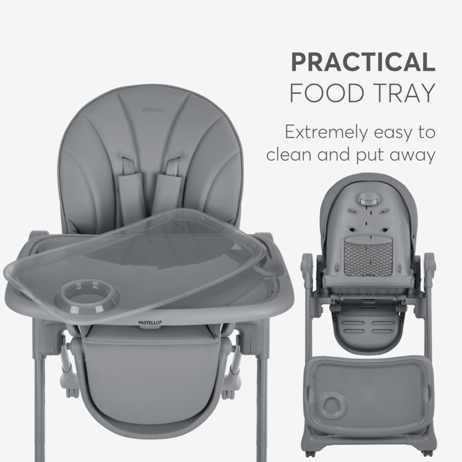 KIKKA BOO Hranilica PASTELLO 3 premium grey Hranilica Pastello 3 premium grey – dupla tacna sa udubljenjem za čašu i odlaganje na zadnjoj strani