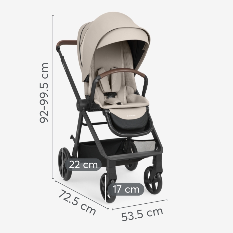 Dimenzije kolica Mia 3u1 – kolica, tvrda korpa i auto sedište