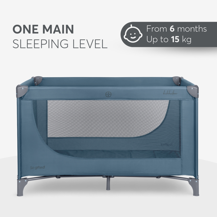 KIKKA BOO Krevetac SO GIFTED premium 1 nivo blue Krevetac So Gifted 1 nivo blue – jedan nivo za spavanje, od 6 meseci do 15 kg