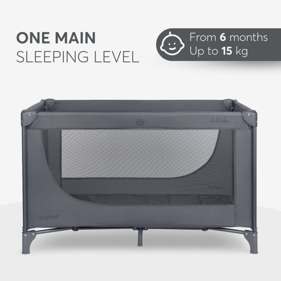 KIKKA BOO Krevetac SO GIFTED premium 1 nivo grey Krevetac So Gifted 1 nivo grey – jedan nivo za spavanje, od 6 meseci do 15 kg