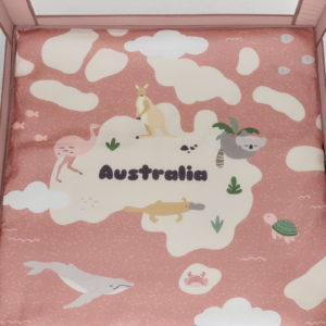 KIKKA BOO Prenosiva ogradica ENJOY premium Australia pink Ogradica Enjoy Australia pink – prednji ulaz na rajsferšlus
