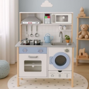 Dečija kuhinja za sa zvučnim efektima, LED svetlom, rernom, veš mašinom i dodacima – ECOTOYS