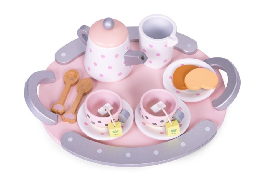 Drveni set za čaj šolje čajnik 15 komada ECOTOYS