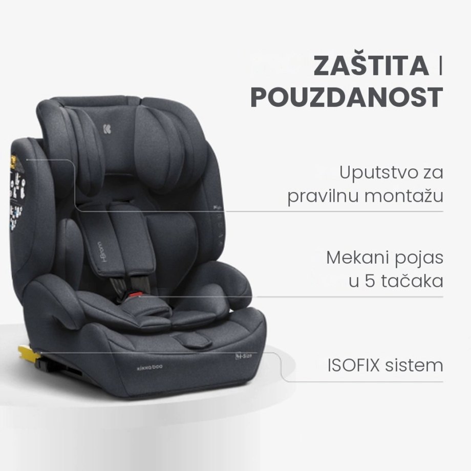 Autosedište I-BRONN I-SIZE – uputstvo za montažu, mekani pojas u 5 tačaka, ISOFIX sistem