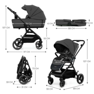KINDERKRAFT KOLICA YOXI 2u1 MOONLIGHT GREY - Slika 5