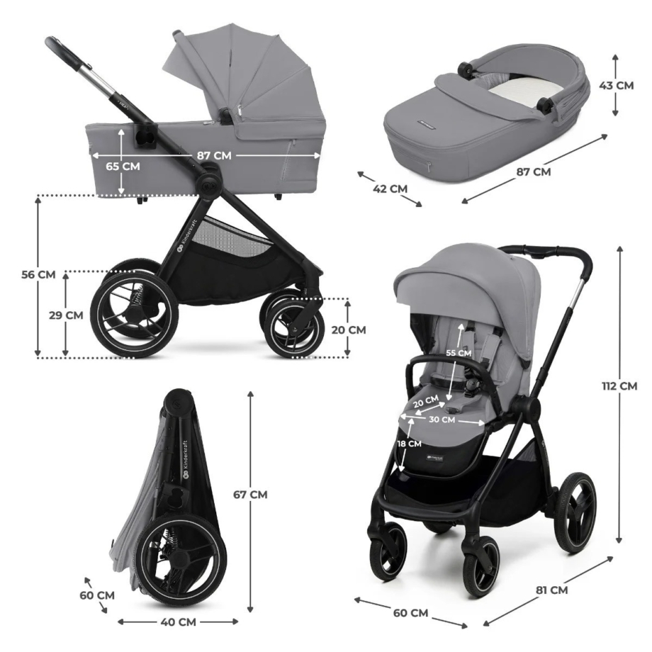 KINDERKRAFT KOLICA ZA BEBE 2U1 NEA 2 PLATINUM GREY