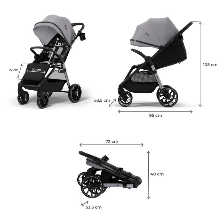 KINDERKRAFT KOLICA ZA BEBE GRANDE 2 GRAY