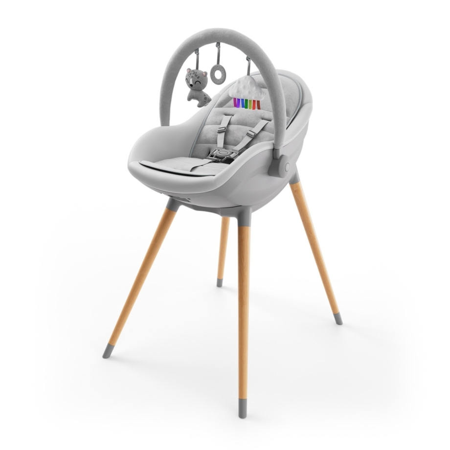 KINDERKRAFT STOLICA ZA HRANJENJE 2U1 FINI UP GREY