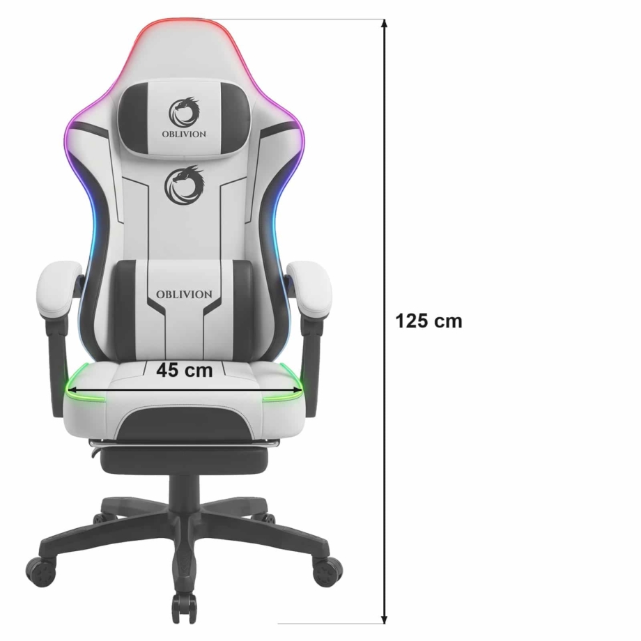 Gejmerska stolica svetleca Oblivion PHANTOM svetlo siva RGB Gejmerska stolica svetleca Oblivion PHANTOM svetlo siva RGB